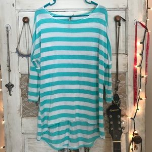 Beautiful High/low cotton striped shirt